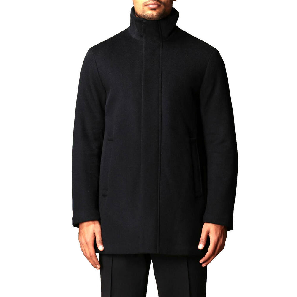 NEW, EMPORIO ARMANI Padded single-breasted coat in Navy Size 58 #W141